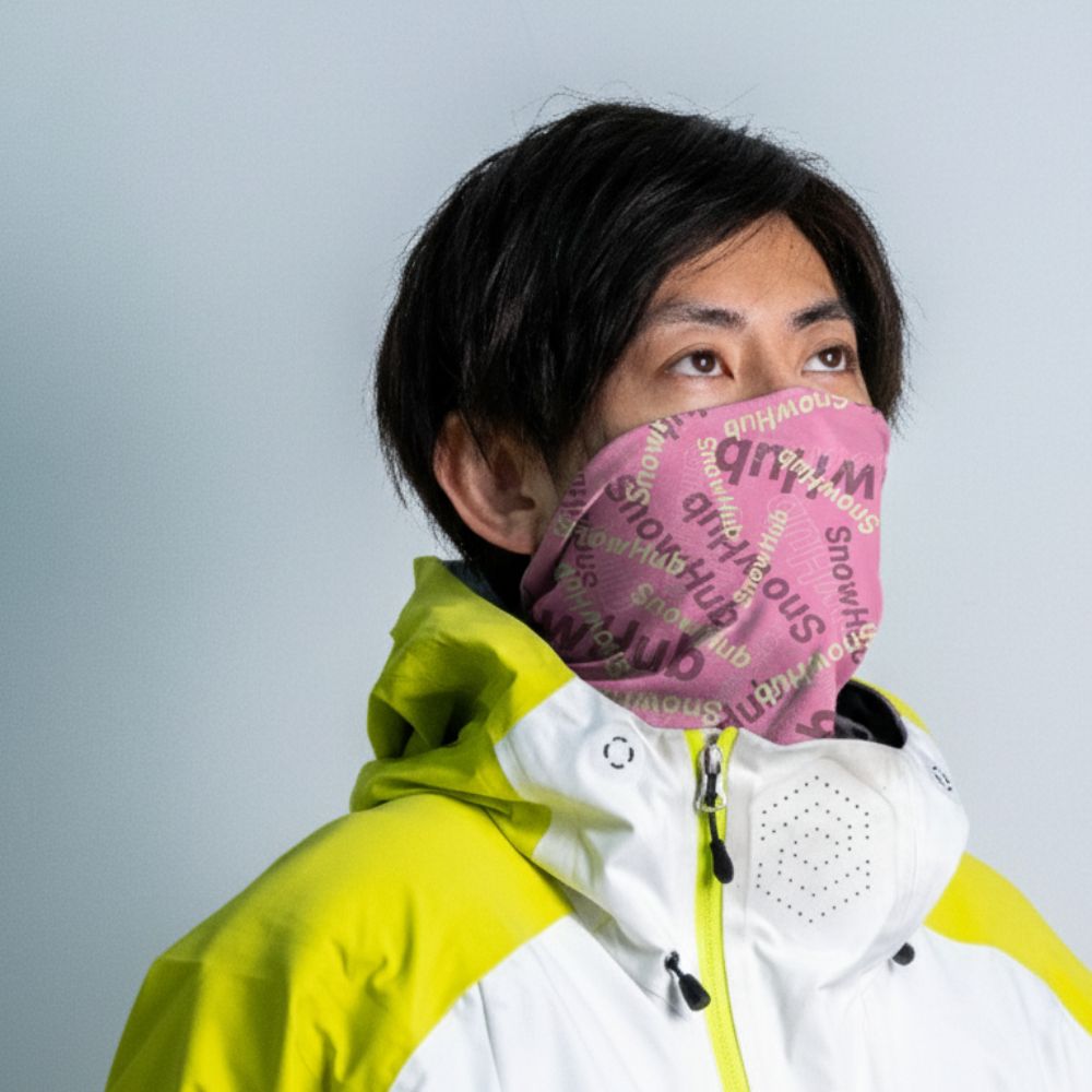 【SnowHub】オリジナルネックチューブver.2 スキー 速乾性|ライトブルー ピーチピンク