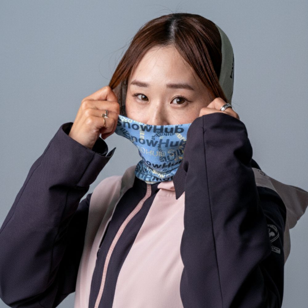 【SnowHub】オリジナルネックチューブver.2 スキー  速乾性｜ライトブルー ピーチピンク