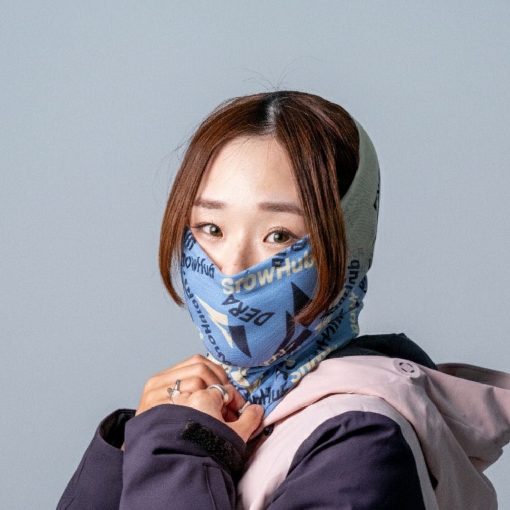 【SnowHub】オリジナルネックチューブver.2 スキー  速乾性｜ライトブルー ピーチピンク