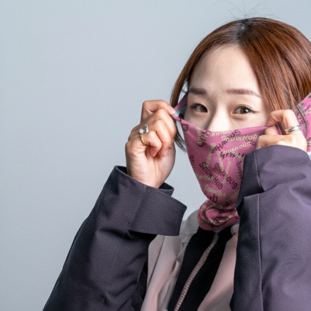 【SnowHub】オリジナルネックチューブver.2 スキー  速乾性｜ライトブルー ピーチピンク