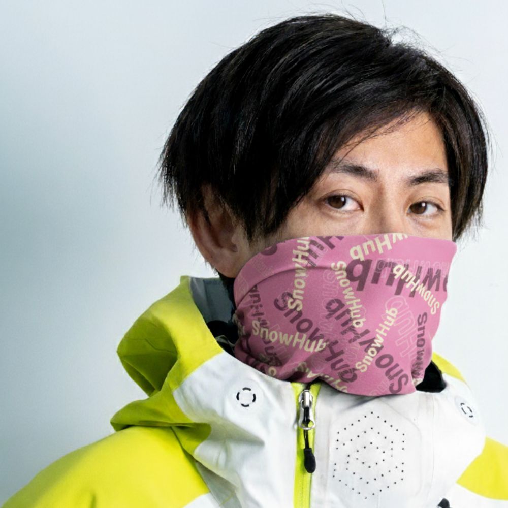 【SnowHub】オリジナルネックチューブver.2 スキー  速乾性｜ライトブルー ピーチピンク